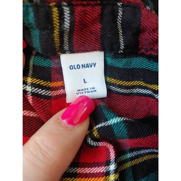 Old Navy Women's Size Large Red Multicolor Button Down Blouse - Picture 2 of 6